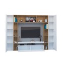 White Wooden Wall Unit with TV Stand and Bookshelf - Arkel WH Sale
