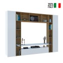 Arkel WH white wooden TV cabinet bookcase wall unit On Sale