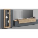 Modern Black and Wood Wall Unit Entertainment Center with TV Stand and Display Cabinet Woud AP Discounts