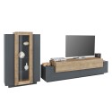Modern Black and Wood Wall Unit Entertainment Center with TV Stand and Display Cabinet Woud AP Offers