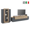 Modern Black and Wood Wall Unit Entertainment Center with TV Stand and Display Cabinet Woud AP On Sale