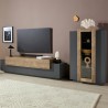 Modern Black and Wood Wall Unit Entertainment Center with TV Stand and Display Cabinet Woud AP Promotion