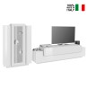 Woud WH White Living Room Wall Unit TV Stand with Glass Display On Sale