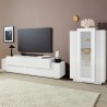 Woud WH White Living Room Wall Unit TV Stand with Glass Display Promotion