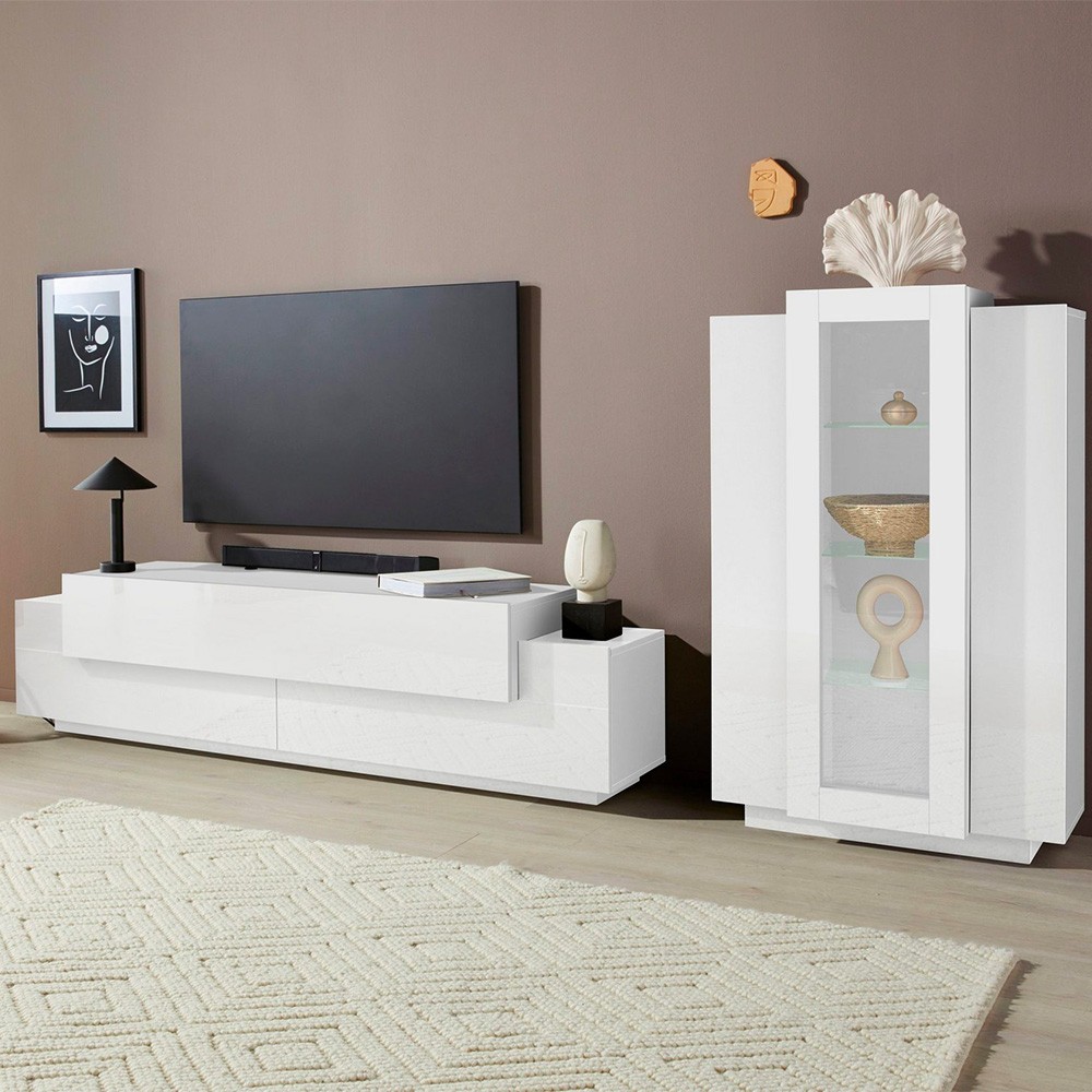 Woud WH white TV cabinet living room wall unit