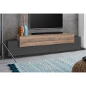 Modern TV stand black and wood 4 compartments 3 doors 200cm Corona Low Cyt Discounts