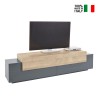 Modern TV stand black and wood 4 compartments 3 doors 200cm Corona Low Cyt On Sale