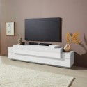 White 200cm living room TV stand 4 compartments and 3 doors Corona Low Lacq Promotion