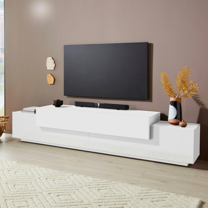 Corona Low Maple Móvel TV design 240cm branco madeira