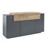 Modern living room sideboard 3 compartments 160cm black and wood Corona Side Hound Offers