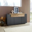 Modern living room sideboard 3 compartments 160cm black and wood Corona Side Hound Discounts