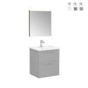 Suspended bathroom cabinet 60cm washbasin 2 drawers LED mirror Root VitrA S On Sale