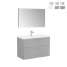 Suspended bathroom cabinet 100cm washbasin 2 drawers LED mirror Root VitrA L On Sale