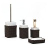 White ceramic bathroom accessories toothbrush holder soap dispenser Rattan On Sale