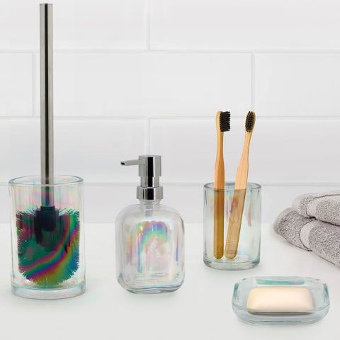 Bathroom accessories set glass toothbrush holder glass soap dish Opal Promotion