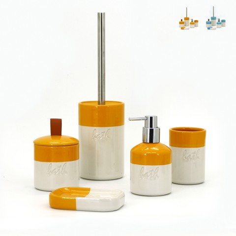 Ceramic bathroom accessories soap dish toilet brush dispenser Folk Promotion