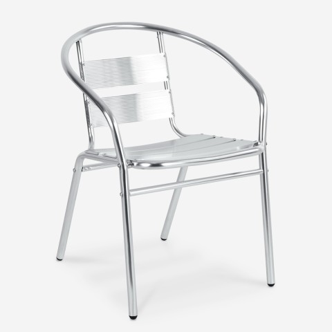 Aluminum chair with armrests garden bar restaurant stackable Sunday Promotion