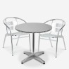 Round table set 70cm with 2 aluminum chairs for outdoor garden bar Fizz Promotion