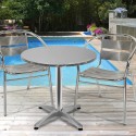 Round table set 70cm with 2 aluminum chairs for outdoor garden bar Fizz On Sale