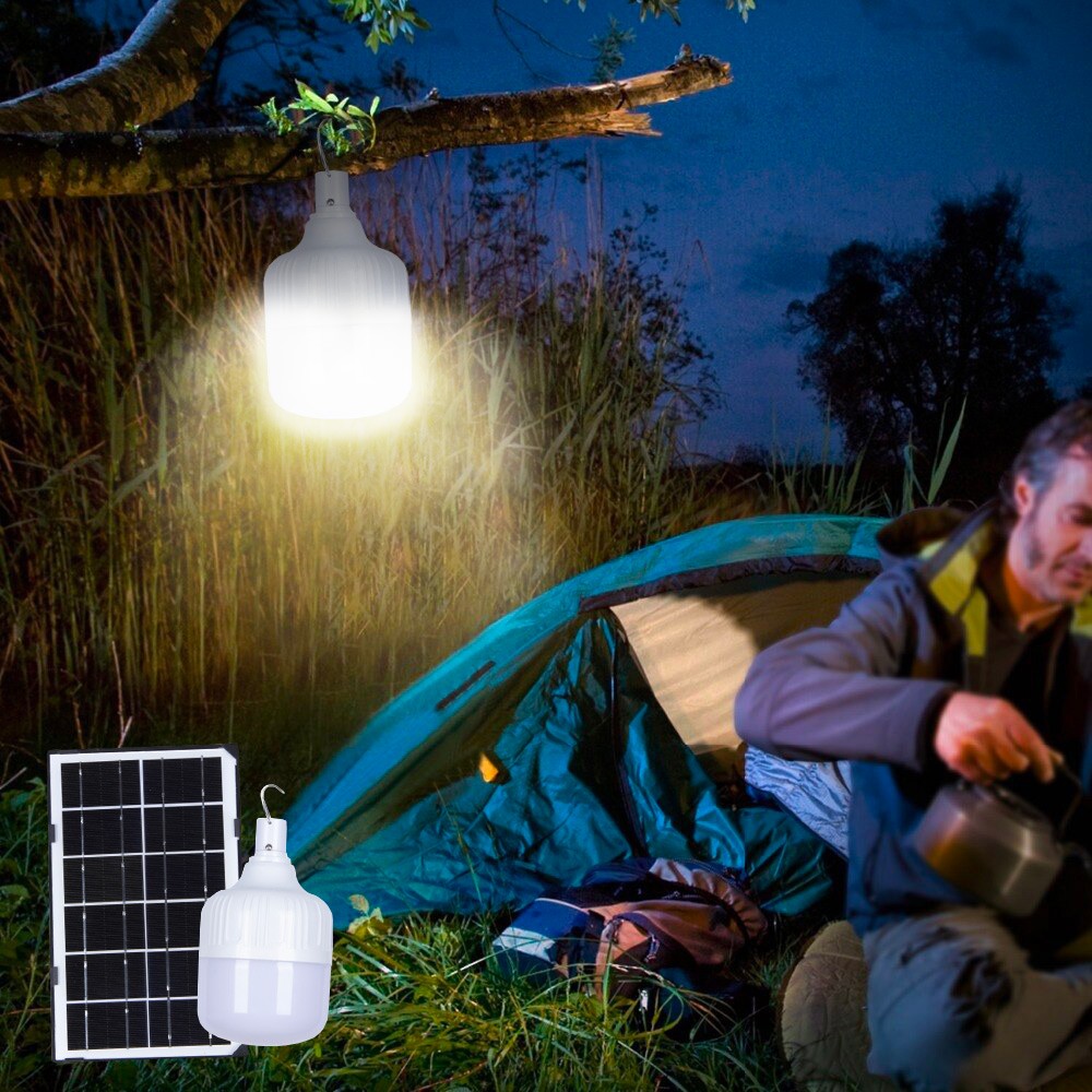 SunStars Portable LED Camping Tent Light 50W with Solar Panel and Remote Control