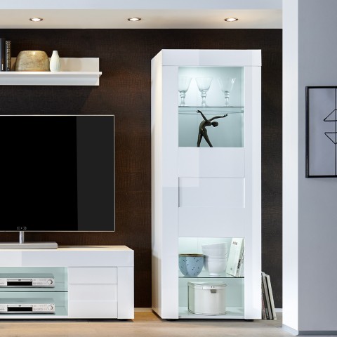 Design showcase glossy white living room Vitrum Vivum Easy Promotion