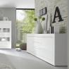 Glossy white sideboard living room sideboard 2 doors 3 drawers Tribus Wh Basic Discounts