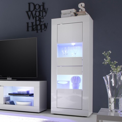 Glossy white showcase modern living room design Nina Wh Basic Promotion