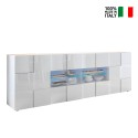 Glossy white 241cm modern kitchen sideboard 2 doors 4 drawers Dama Wh L On Sale