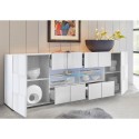 Glossy white 241cm modern kitchen sideboard 2 doors 4 drawers Dama Wh L Discounts