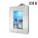 2 door glass showcase glossy white modern living room 121x166cm Murano Wh On Sale