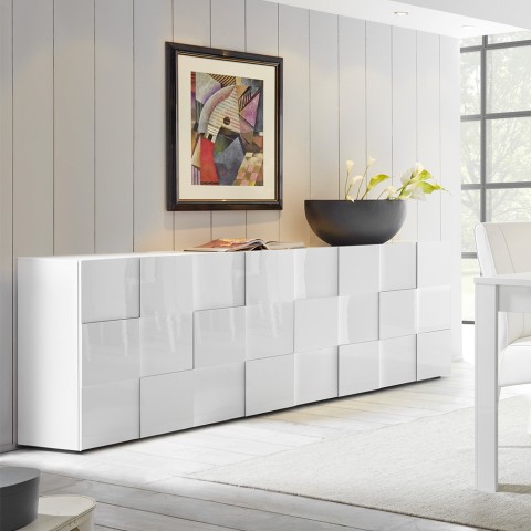 Modern sideboard 4 doors glossy white 241cm Dama Wh XL Promotion