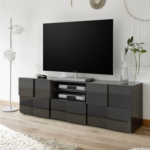 Anthracite TV stand living room 2 door drawer Tecum Rt Dama Promotion