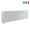 Sideboard 4 doors living room cupboard 210cm glossy white wood Amalfi Wh XL On Sale