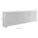 Sideboard 4 doors living room cupboard 210cm glossy white wood Amalfi Wh XL Discounts
