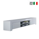 Modern TV stand unit 2 doors glossy white Tab Amalfi On Sale