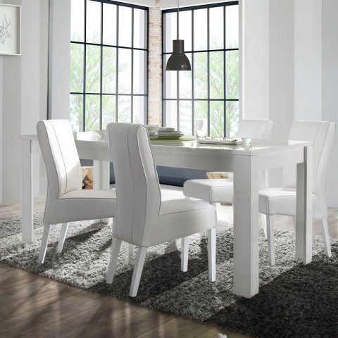 Glossy white modern extending table 90x137-185cm Lit Amalfi Promotion
