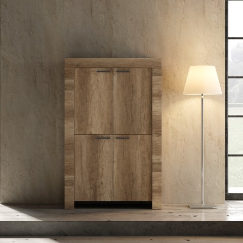High kitchen cupboard living room cupboard in wood 4 doors Moyen Land Promotion