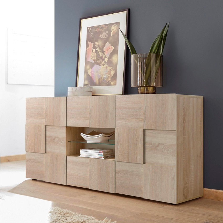 Living room sideboard 2 doors 2 drawers wood modern design Dama Sm Promotion