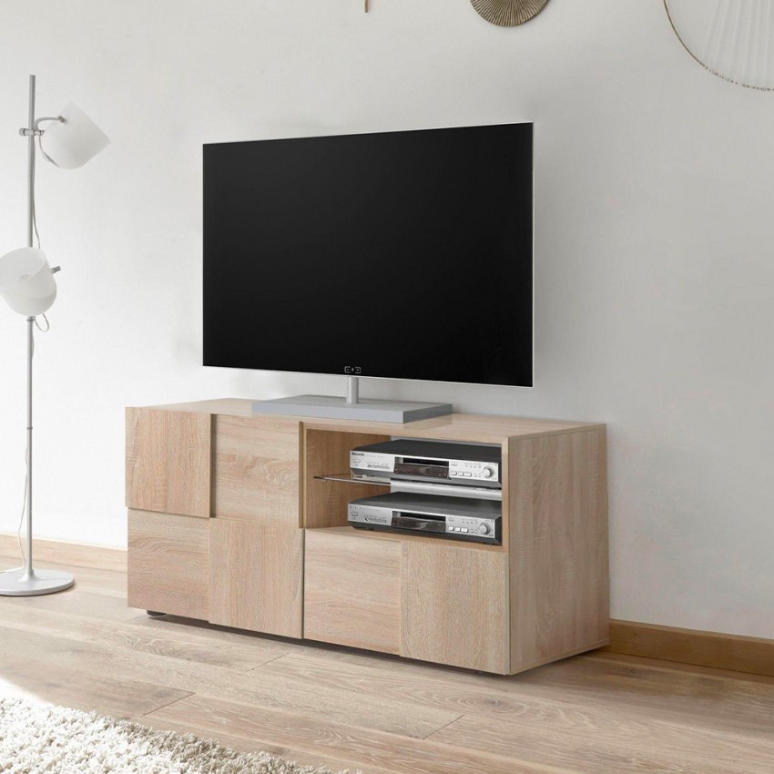 Oak Wood TV Stand 121cm with Door and Drawer Petite Sm Dama Promotion