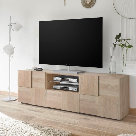 TV cabinet 2 doors drawer wood chequered design Tecum Sm Dama Promotion
