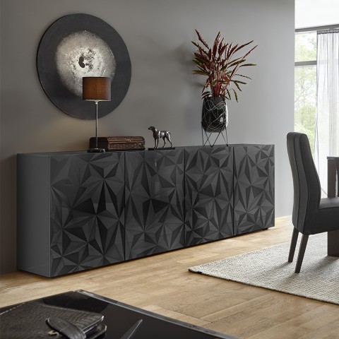 Modern design sideboard 241cm 4 doors glossy grey Prisma Rt XL Promotion