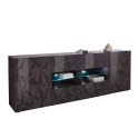 Modern sideboard 2 doors 4 drawers glossy grey 241cm Prisma Rt L Discounts