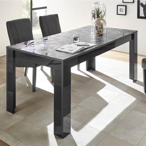 Glossy grey modern dining room table 180x90cm Uxor Prisma Promotion