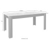 Glossy grey modern dining room table 180x90cm Uxor Prisma Measures