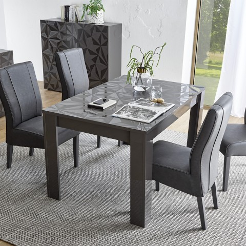 Plus Prisma Gloss Grey Extending Dining Table 90x137-185cm Promotion