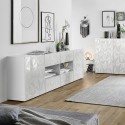 Sideboard 2 doors 4 drawers glossy white modern design 241cm Prisma Wh L Promotion