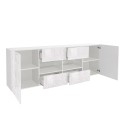 Sideboard 2 doors 4 drawers glossy white modern design 241cm Prisma Wh L Discounts
