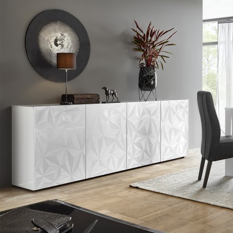 Glossy white 241cm Prisma Wh XL 4-door modern buffet sideboard 241cm Promotion