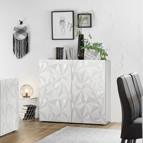 Sideboard living room sideboard 2 doors modern glossy white Prisma Tet Wh Promotion