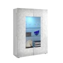 Modern glossy white display cabinet 2 glass doors living room 121x166cm Ego Wh Sale